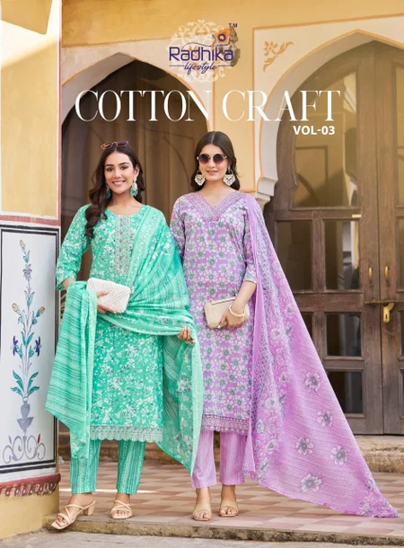 Cotton Craft Vol 3 By Radhika Cotton Kurti With Bottom Dupatta Suppliers In India